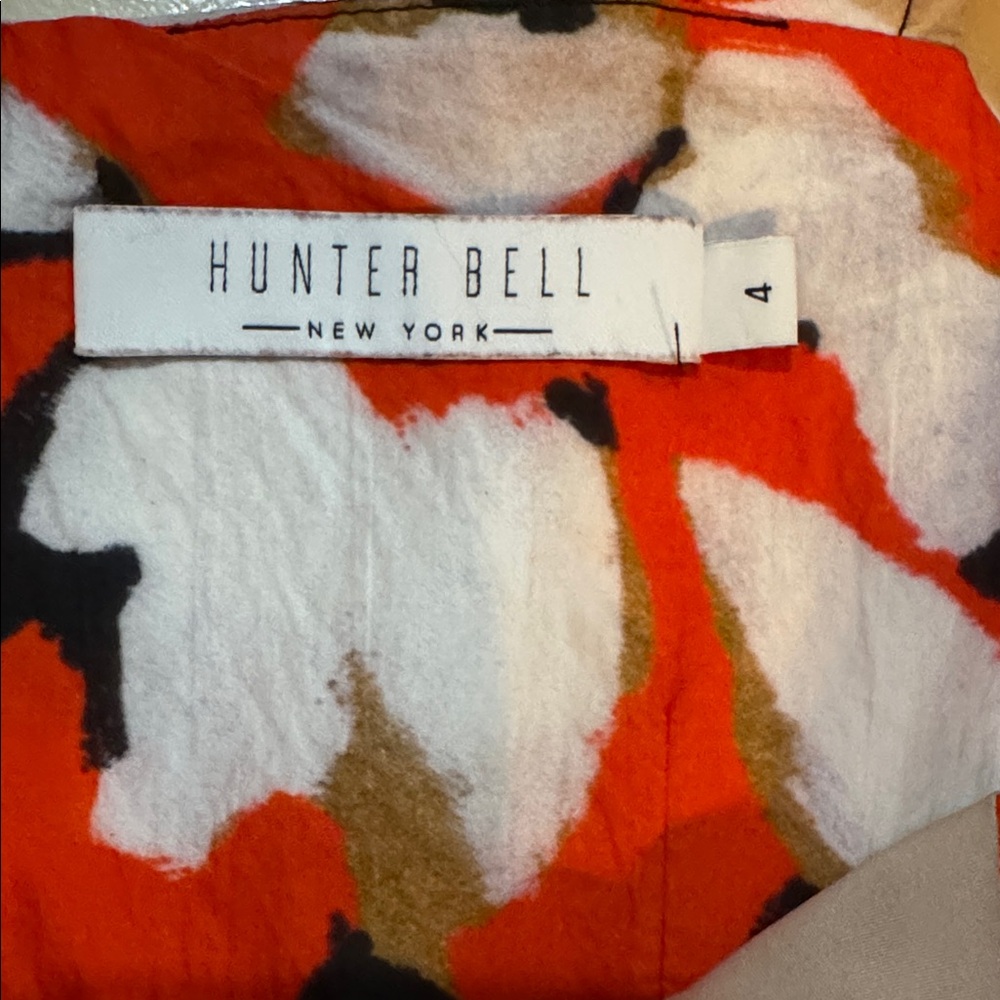 HUNTER BELL Orange White Black Floral Peplum Tank Top - Picture 5 of 6